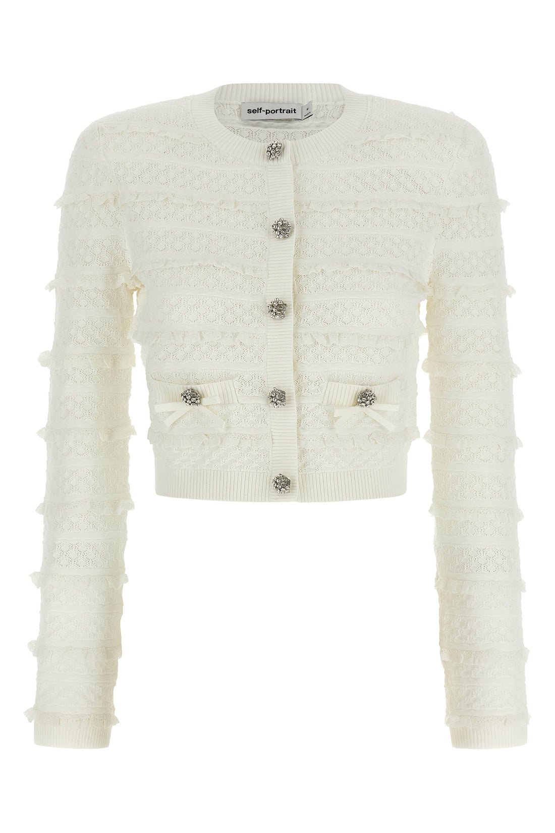 SELF PORTRAIT M pointelle diamante knit cardigan