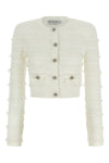 pointelle diamante knit cardigan