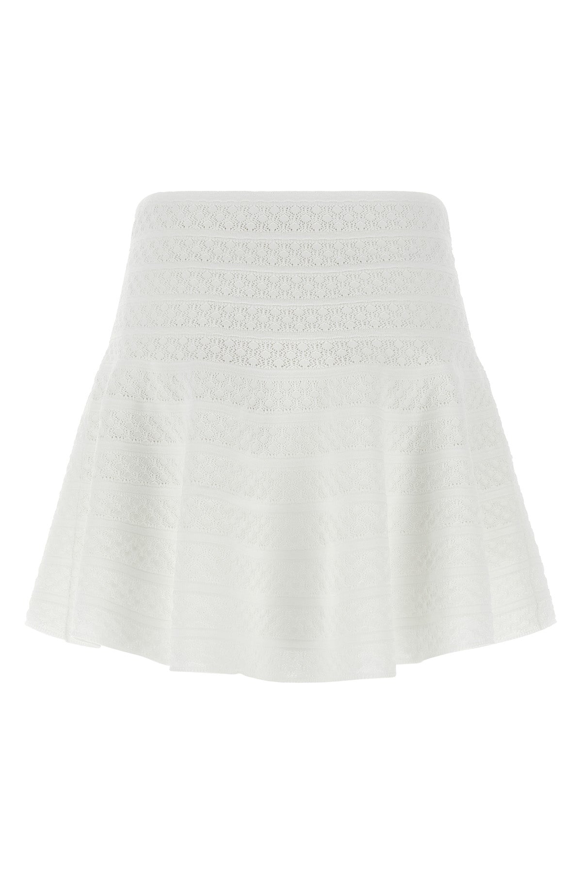 mini skirt in perforated and slightly elasticized pointelle knit knit