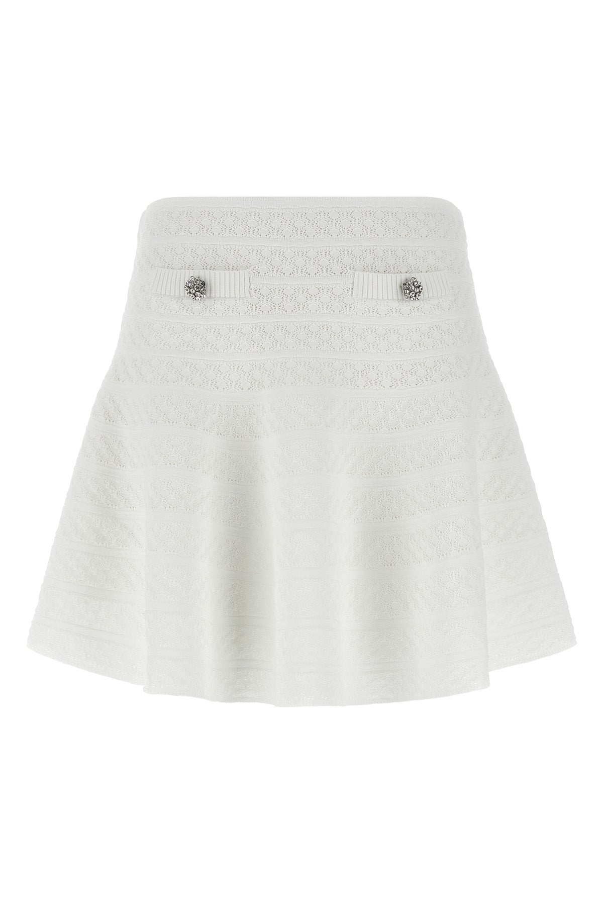 mini skirt in perforated and slightly elasticized pointelle knit knit