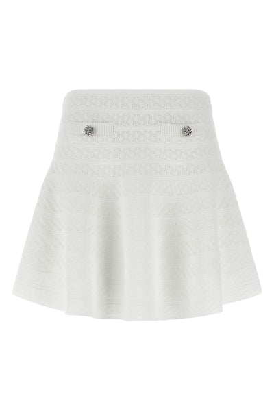 mini skirt in perforated and slightly elasticized pointelle knit knit