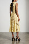 yellow crochet lace crochet and tulle lace midi dress