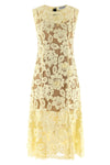 yellow crochet lace crochet and tulle lace midi dress