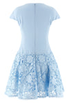 blue crepe lace crepe de chine mini dress
