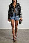 biker jacket in shiny leather-effect fabric