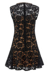 mini black lace crystal openwork lace dress