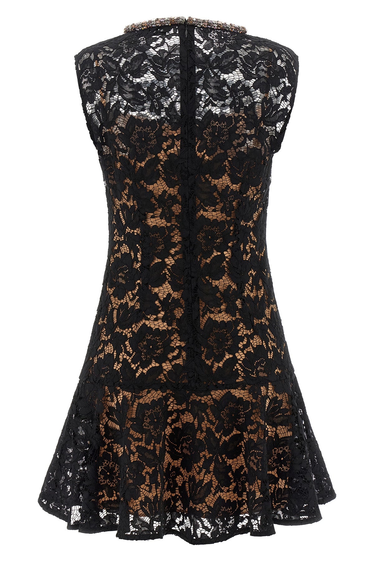 mini black lace crystal openwork lace dress