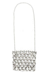 silver crystal chainmail mini clutch bag