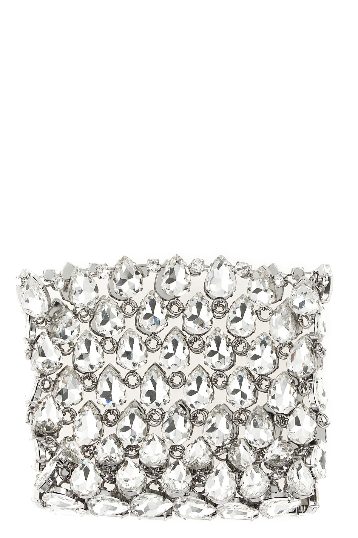 silver crystal chainmail mini clutch bag