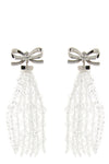 bow beaded waterfall metal earrings
