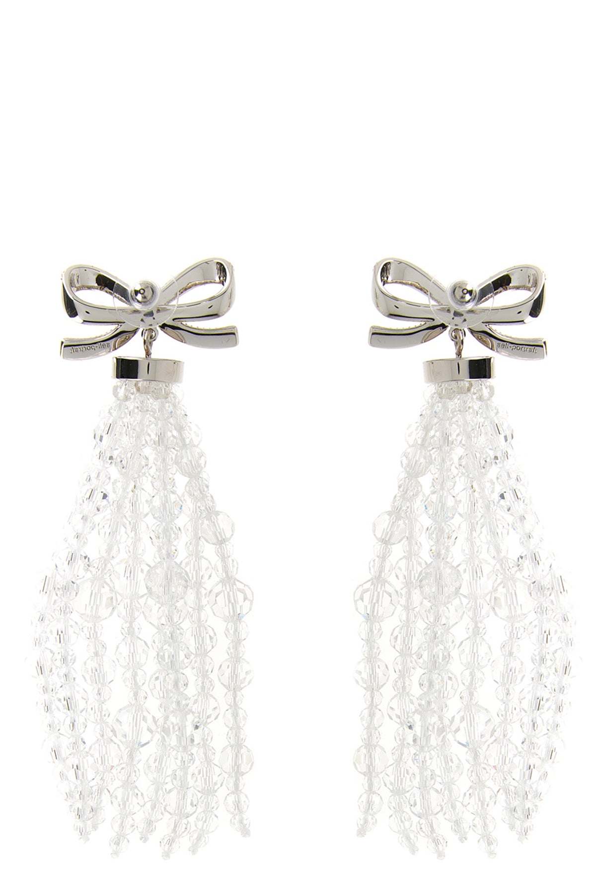 bow beaded waterfall metal earrings