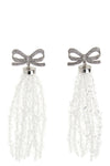 bow beaded waterfall metal earrings