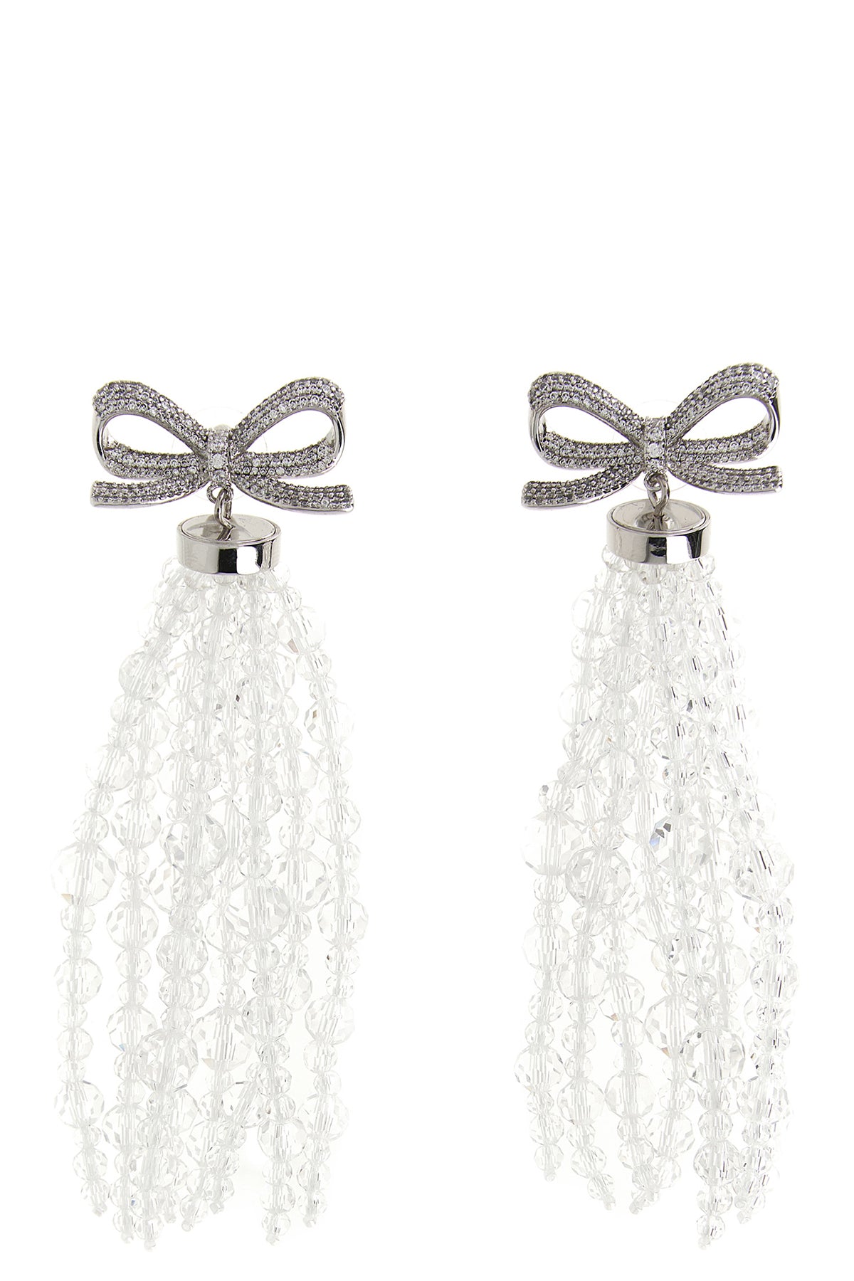 bow beaded waterfall metal earrings