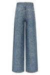 rhinestone croc effect cotton denim jeans
