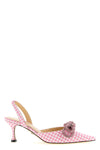 double bow slingbacks in vichy print fabric