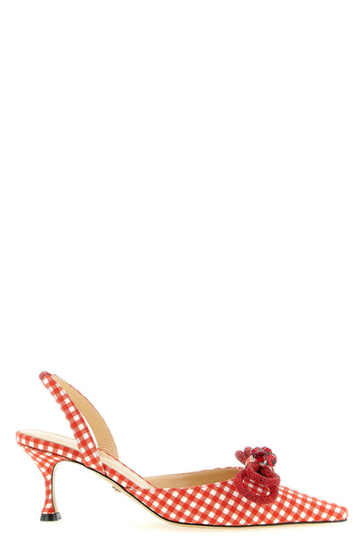 double bow slingbacks in vichy print fabric