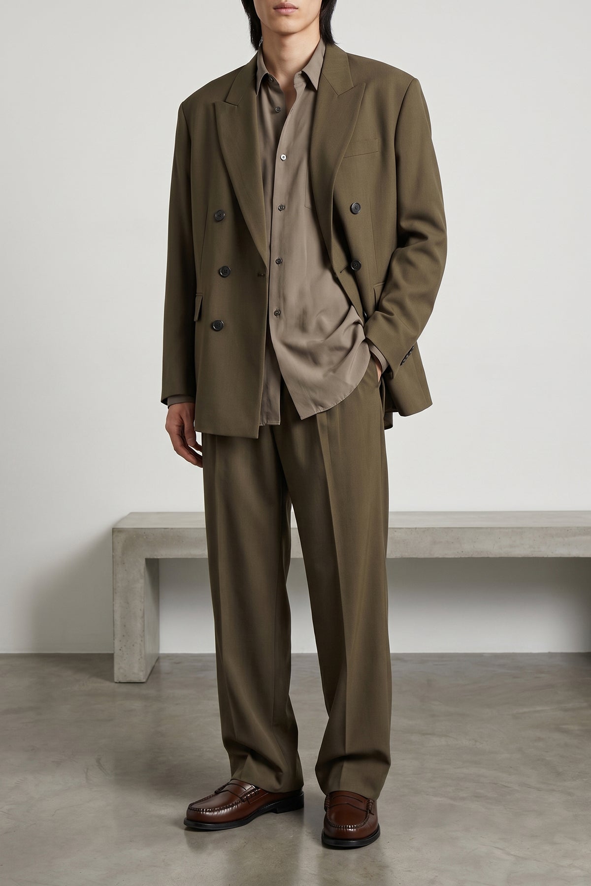 deconstructed double-breasted wool blazer
