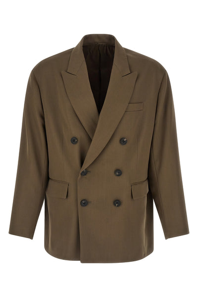 deconstructed double-breasted wool blazer