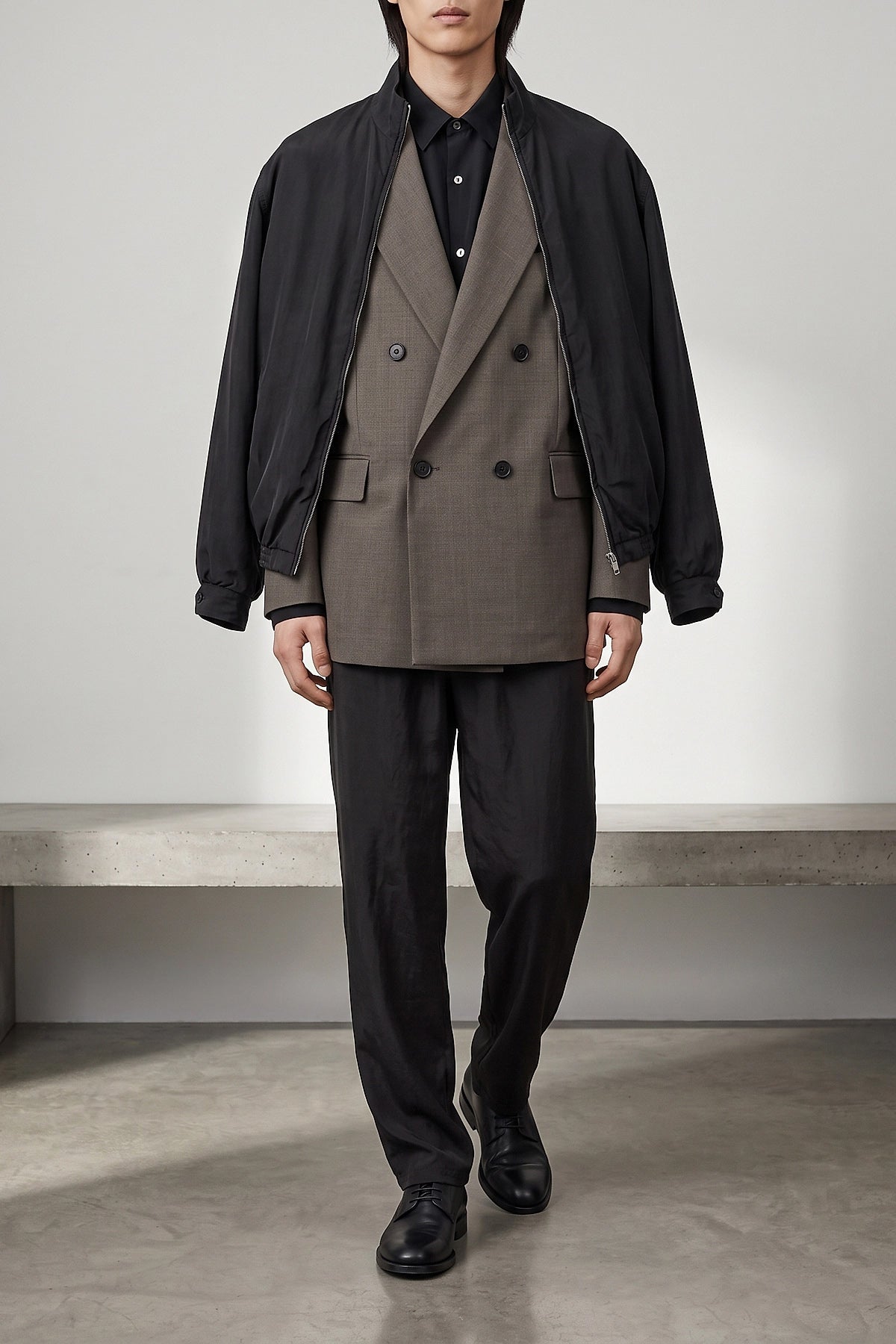 extra fine double-breasted blazer in unstructured wool