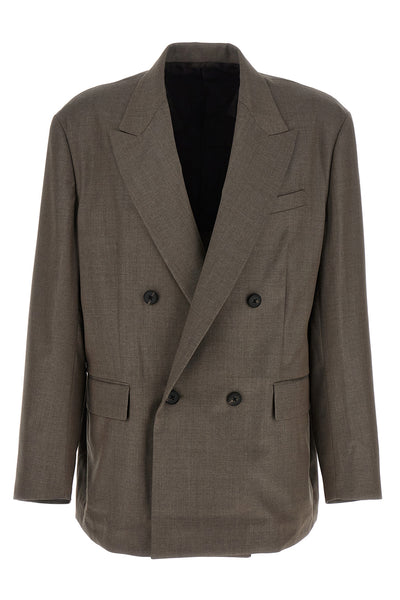 extra fine double-breasted blazer in unstructured wool