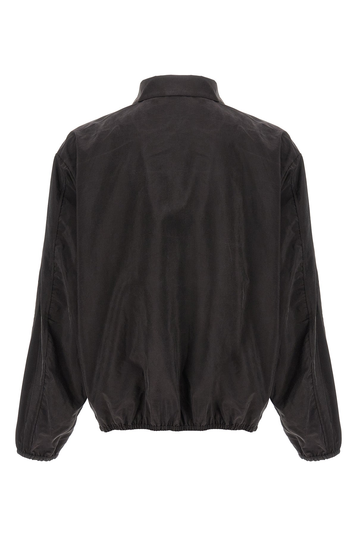jacket in silk blend and shiny nylon wrinkled