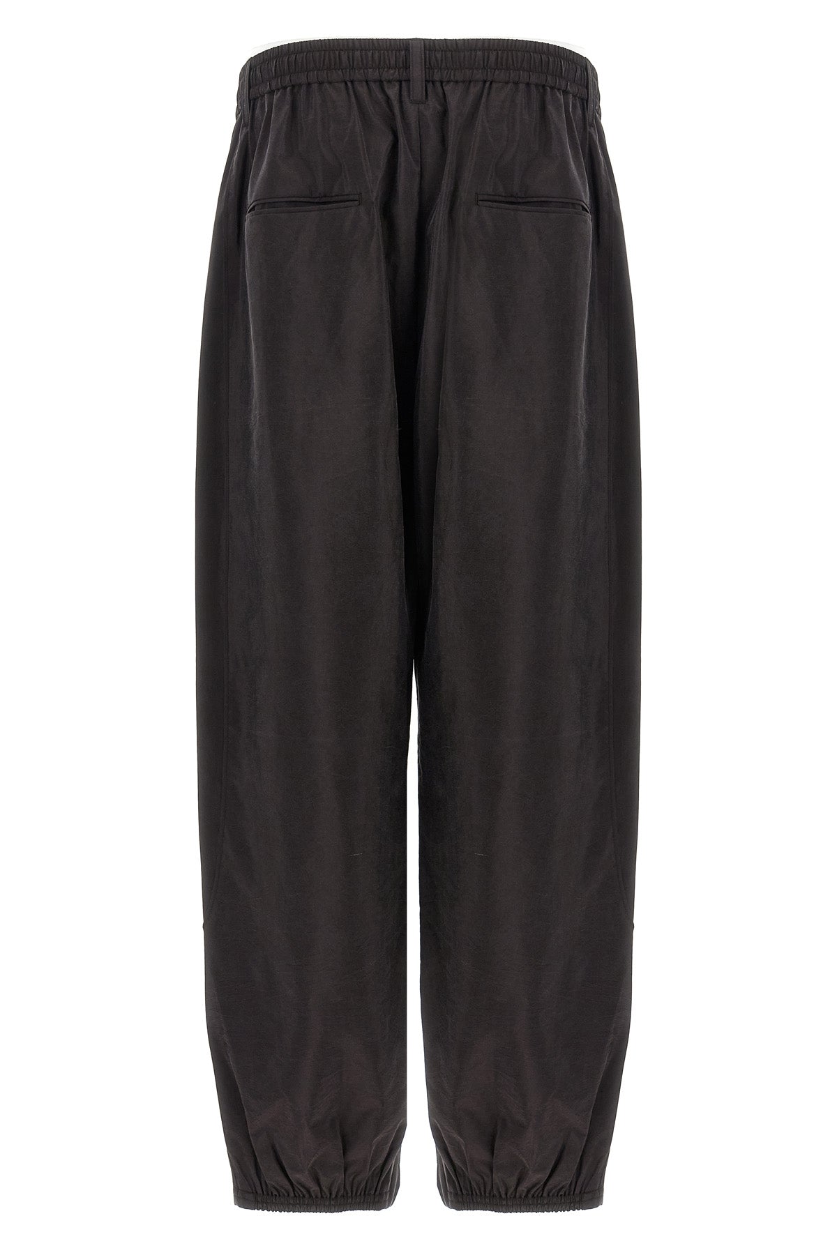 track wrinkled shiny silk and nylon blend trousers