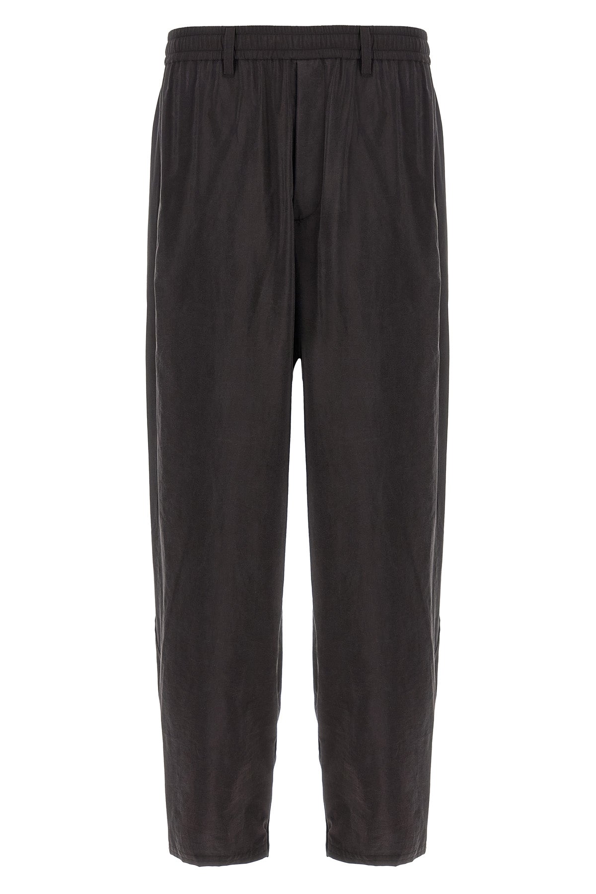 track wrinkled shiny silk and nylon blend trousers