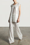 boyfriend elephant trousers in shiny fabric