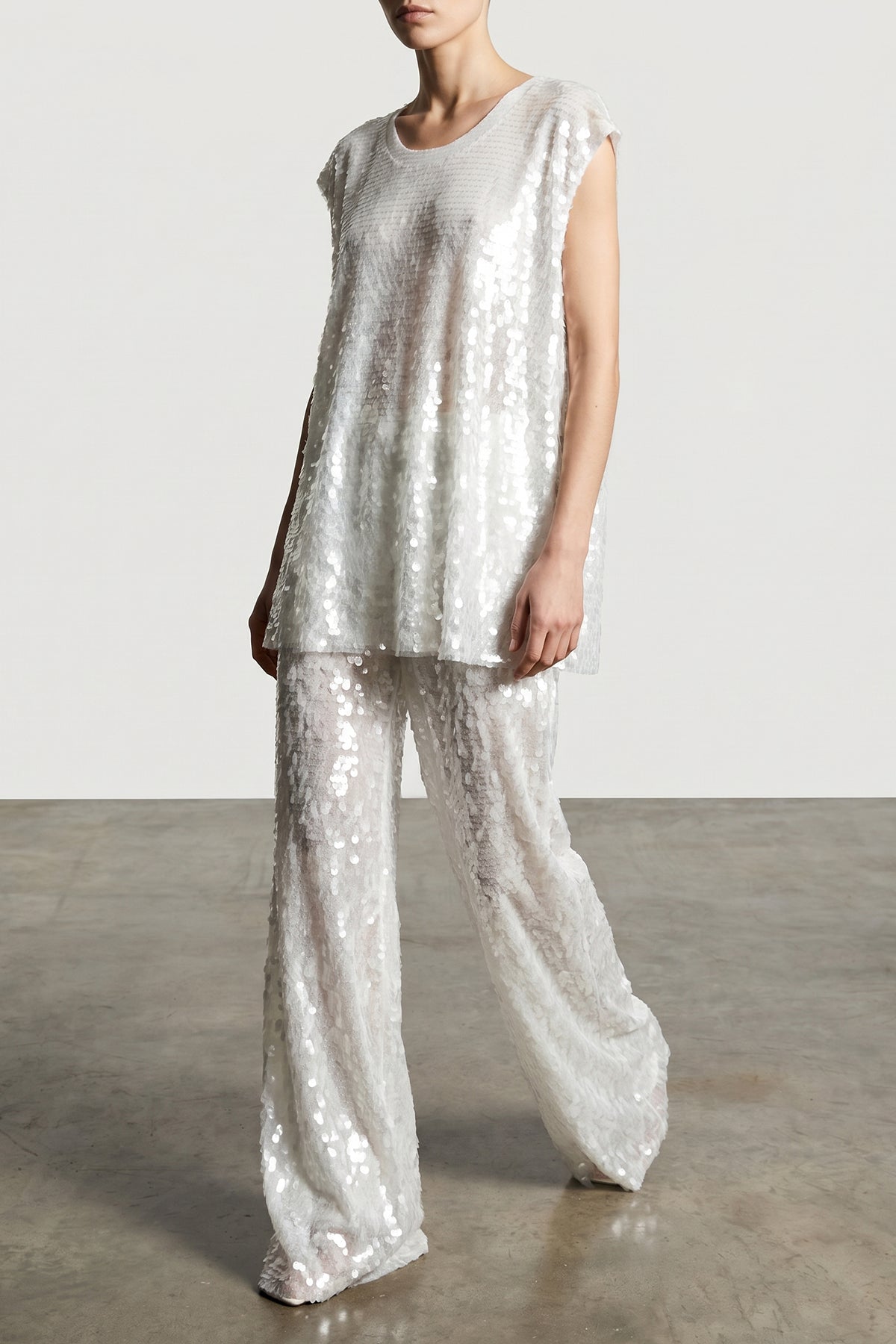 boyfriend elephant trousers in shiny fabric