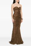 long dress in semi-transparent stretch lace