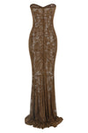 long dress in semi-transparent stretch lace