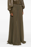 long skirt in pleated semi-transparent fabric