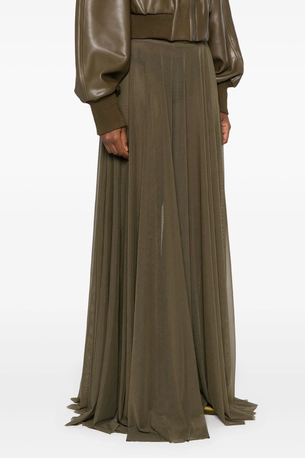 long skirt in pleated semi-transparent fabric