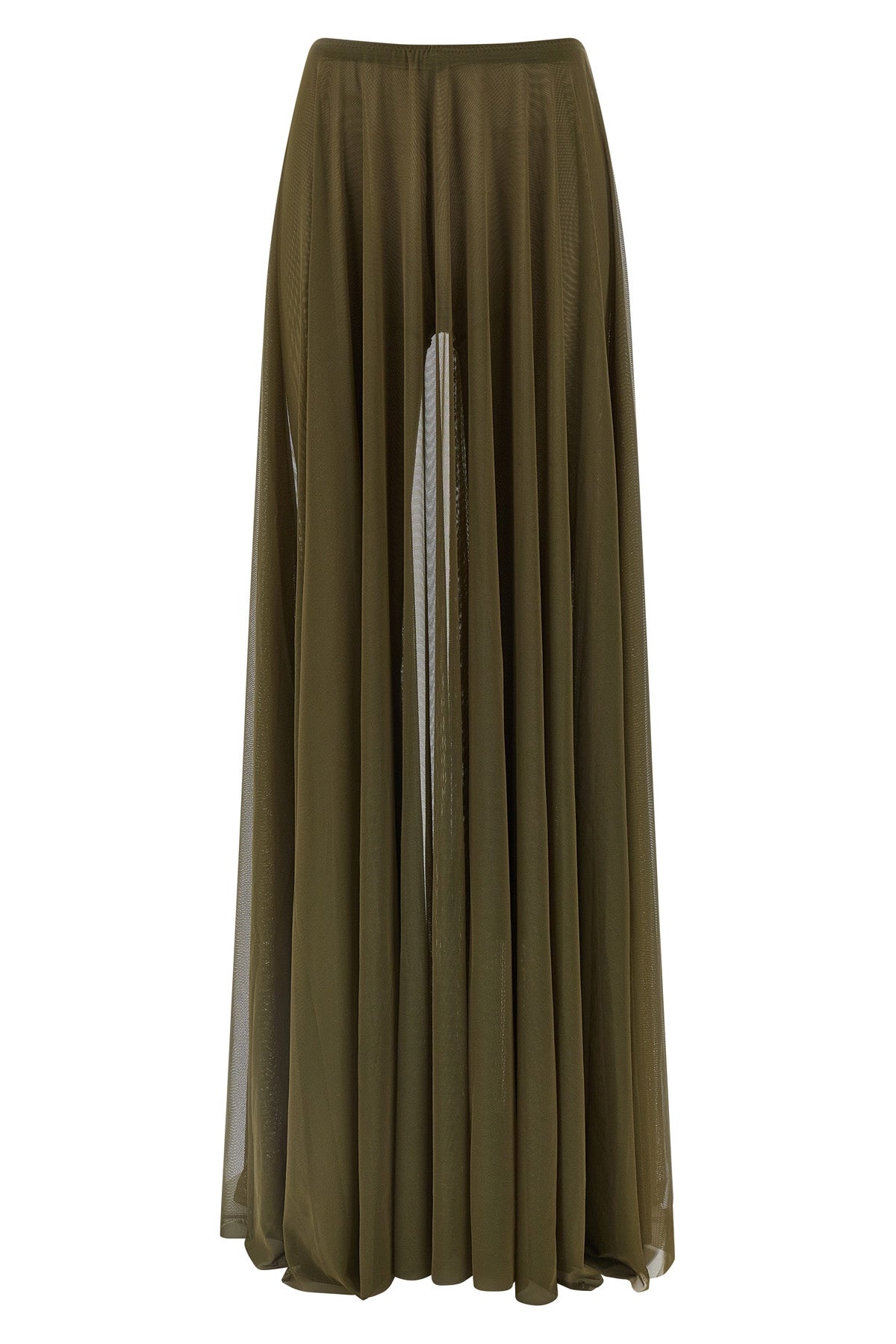 long skirt in pleated semi-transparent fabric