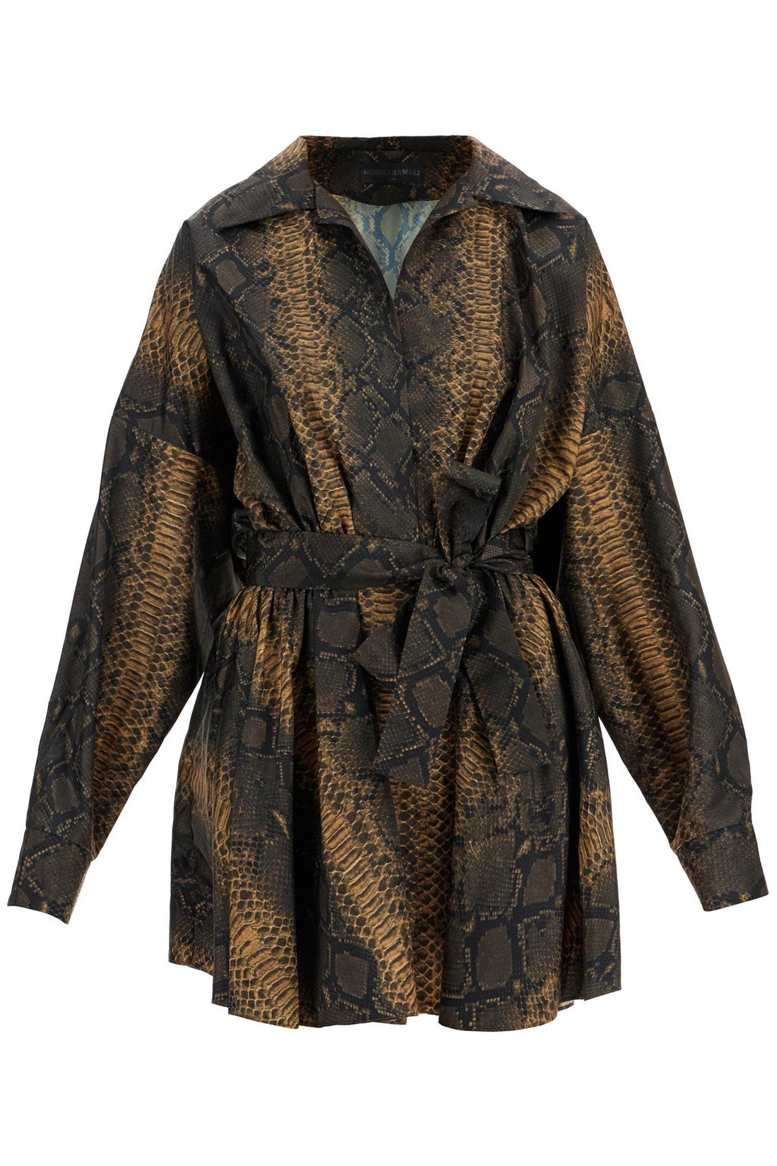 brown snake print oversized mini dress