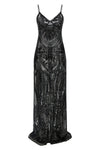 long dress in semi-transparent fabric