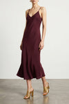 bias slip midi dress in fluid satin-effect fabric