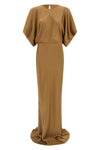 long reverse obie dress in fluid satin-effect fabric