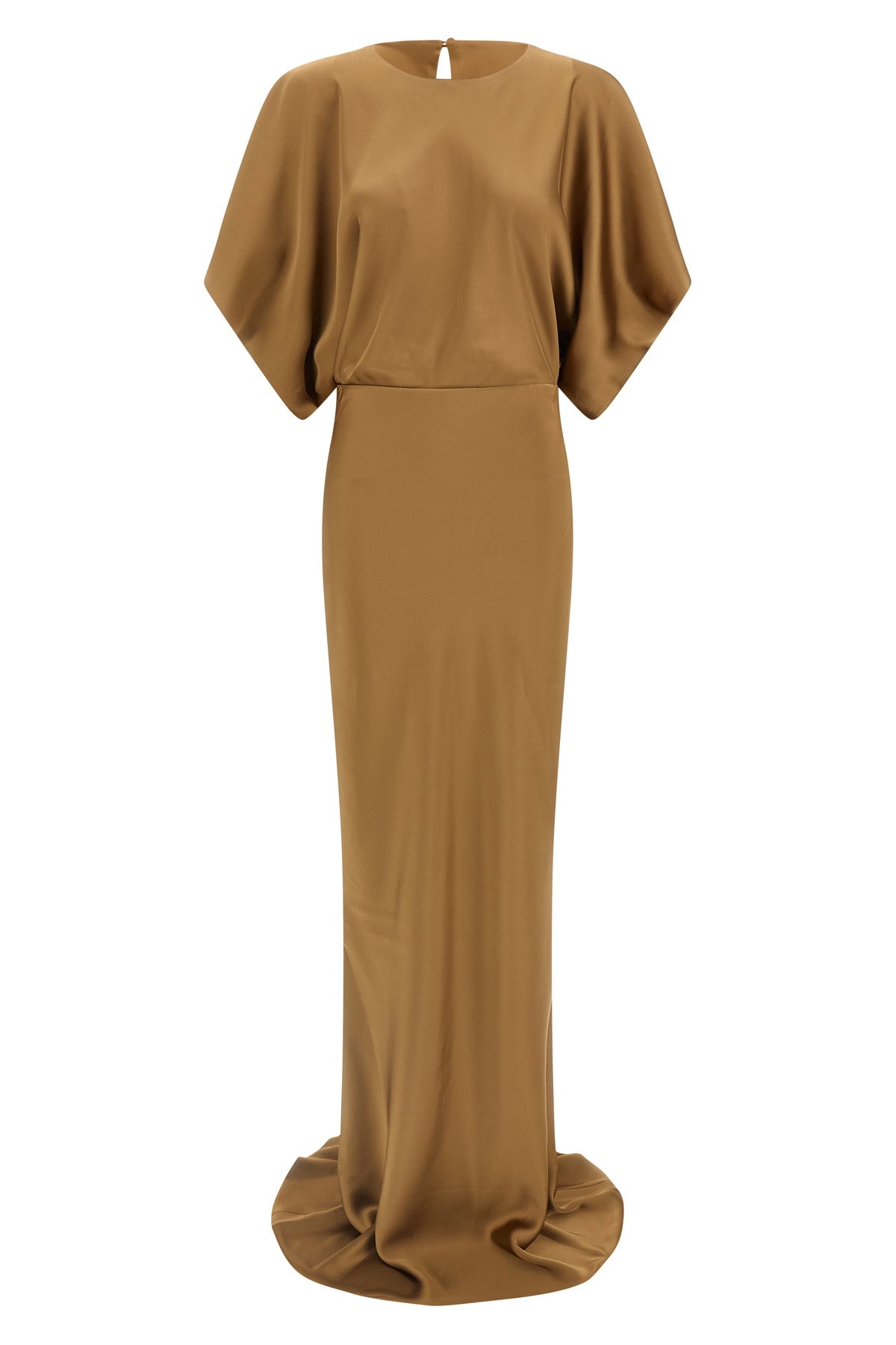 long reverse obie dress in fluid satin-effect fabric