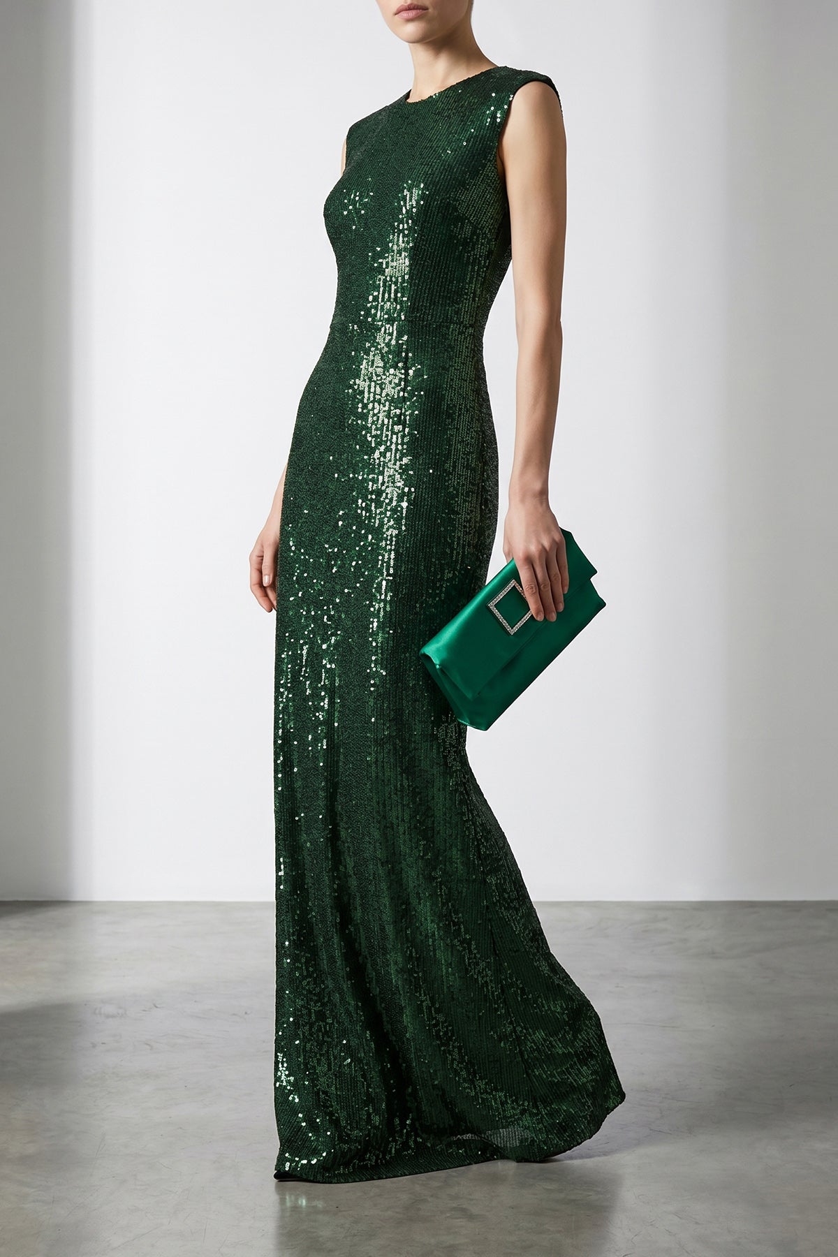 extra long grace sleeveless dress in fabric