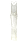fara long dress in semi-transparent stretch fabric