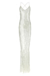 fara long dress in semi-transparent stretch fabric