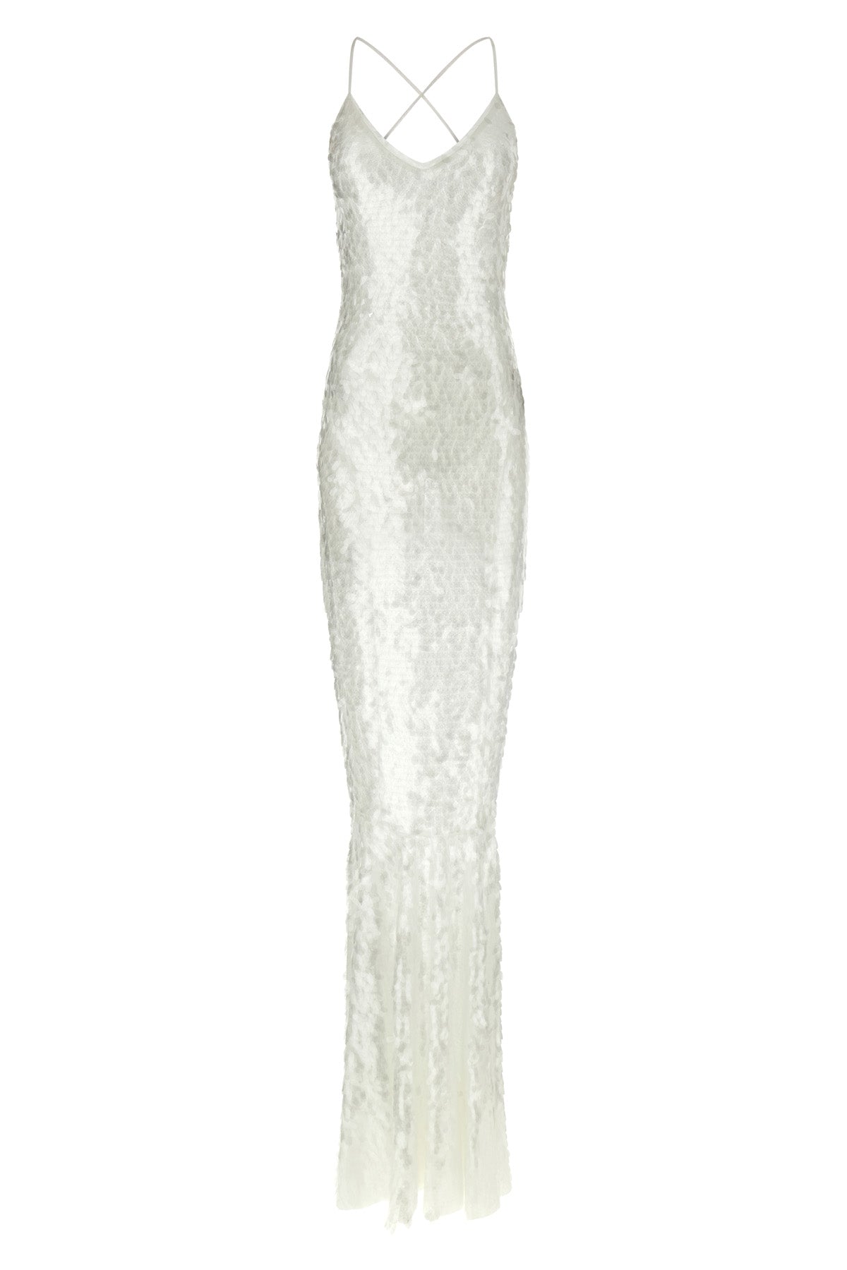 fara long dress in semi-transparent stretch fabric