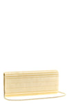 the jimmy choo sweetie clutch is distinguished by a rigid rectangular silhouette