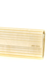 the jimmy choo sweetie clutch is distinguished by a rigid rectangular silhouette