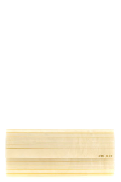 the jimmy choo sweetie clutch is distinguished by a rigid rectangular silhouette