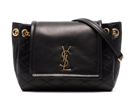 SAINT LAURENT Mini Nolita Black Leather Shoulder Bag