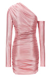 olimpia mini dress in draped stretch lurex ribbed fabric
