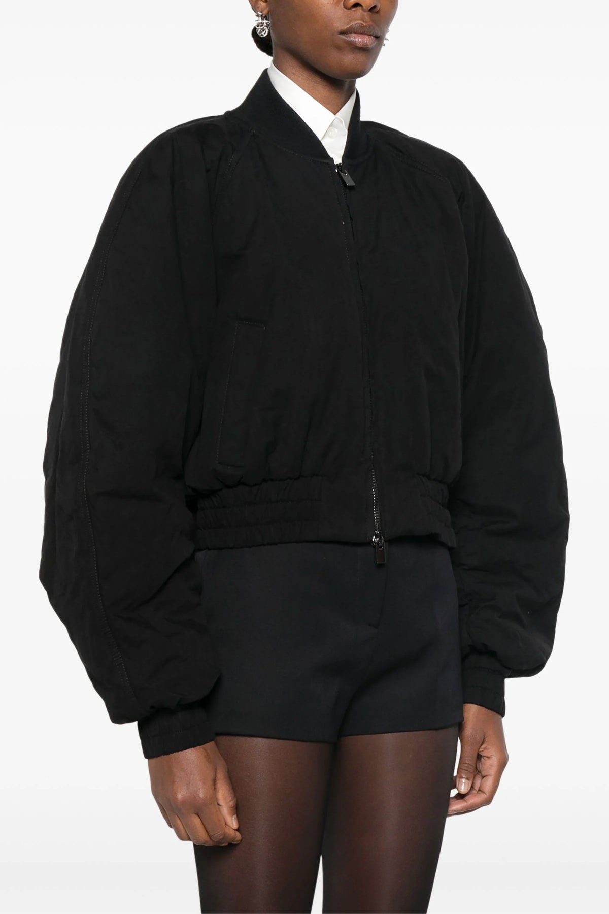 sierra cropped bomber jacket in padded cotton blend