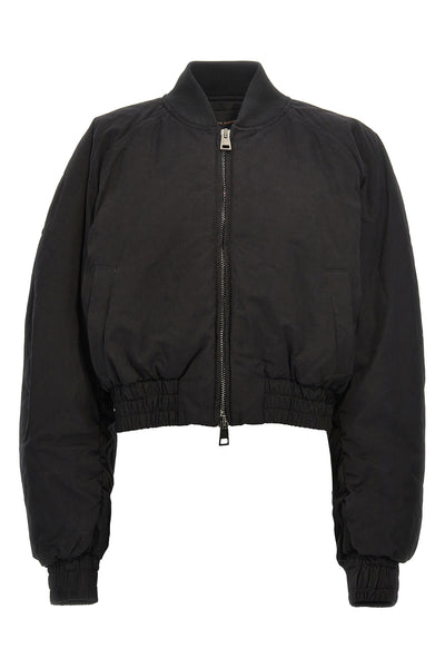 sierra cropped bomber jacket in padded cotton blend